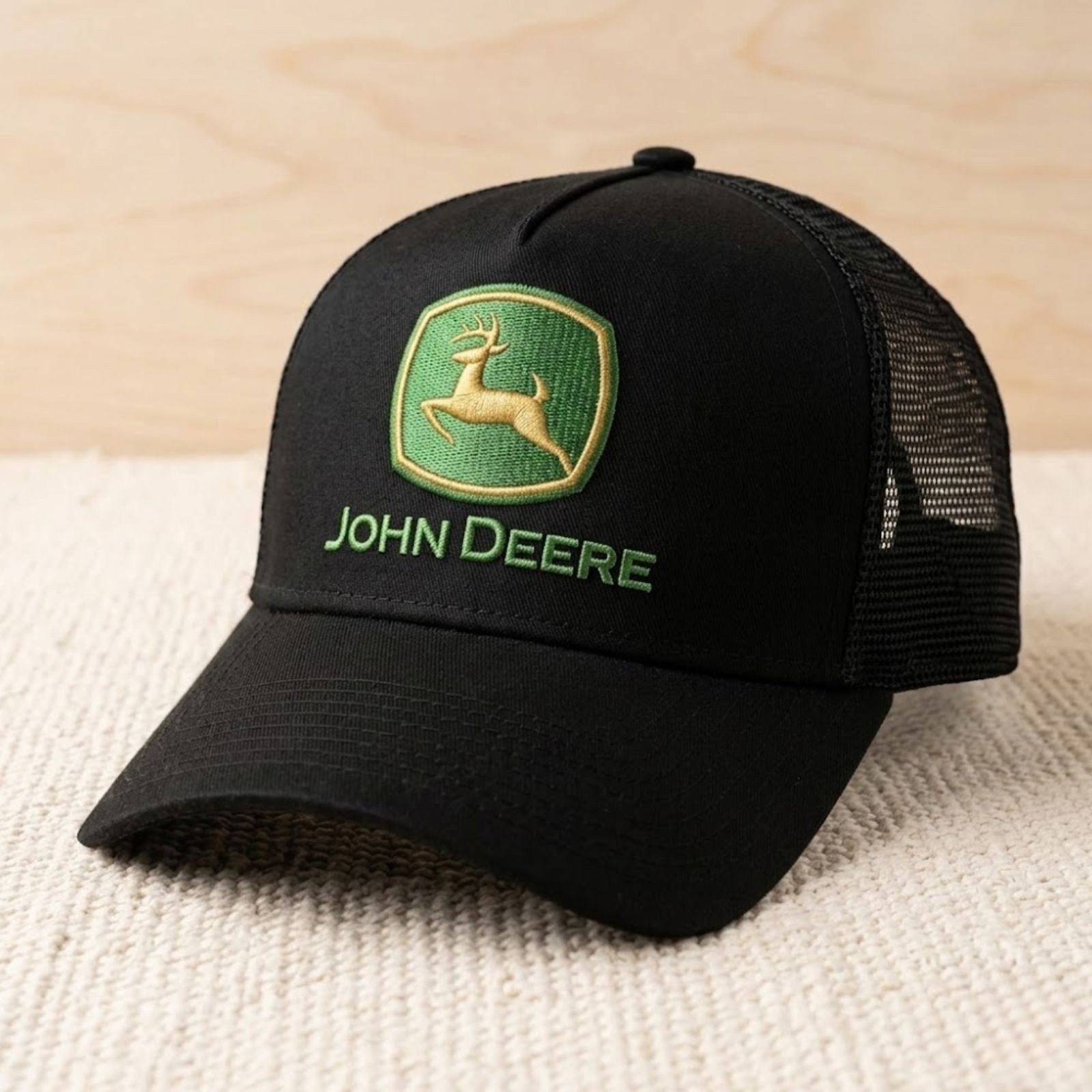 John Deere Green Black Snapback Mesh Trucker Hat Brand New