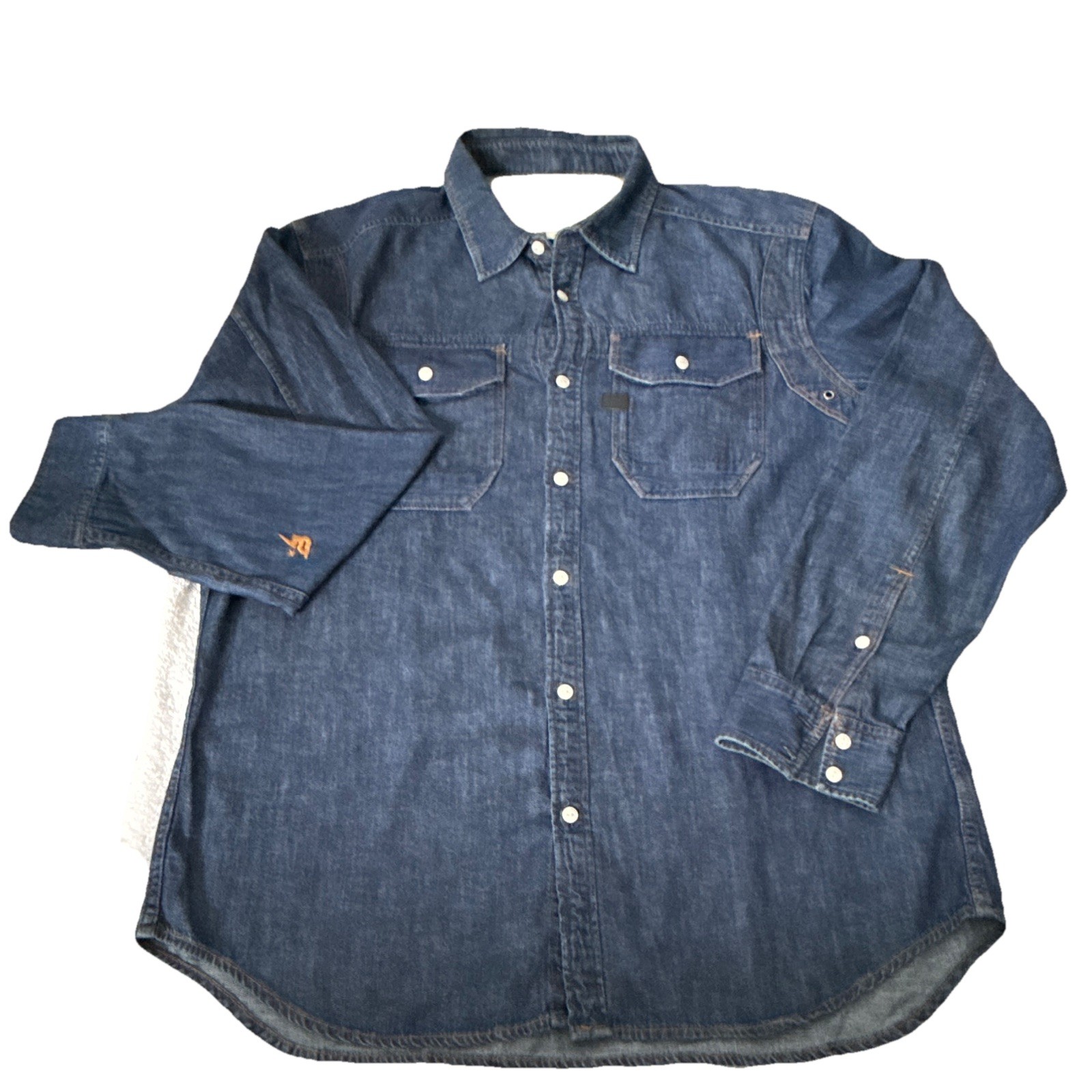 G-Star RAW Wolker Denim Long Sleeve Shirt Men’s Blue Cotton D00435 D013 Size XL