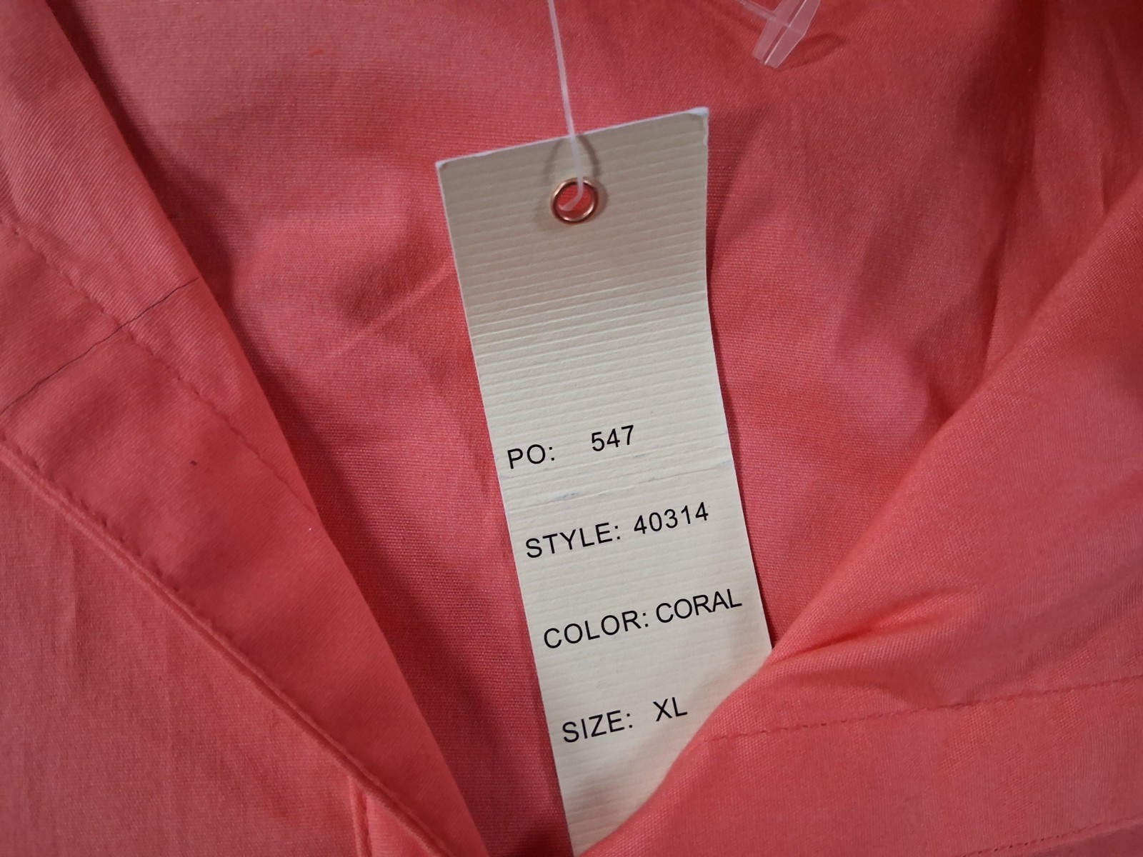 Hester & Orchard XL Womens 3/4 Sleeve Button Up Shirt Coral Roll Tab NWOT