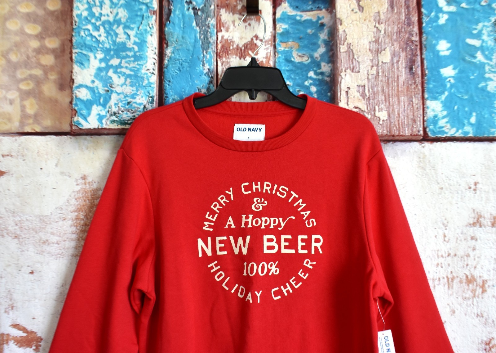 Unisex Old Navy Gender Neutral Graphic Sweatshirt Long Sleeve LARGE Red NEW