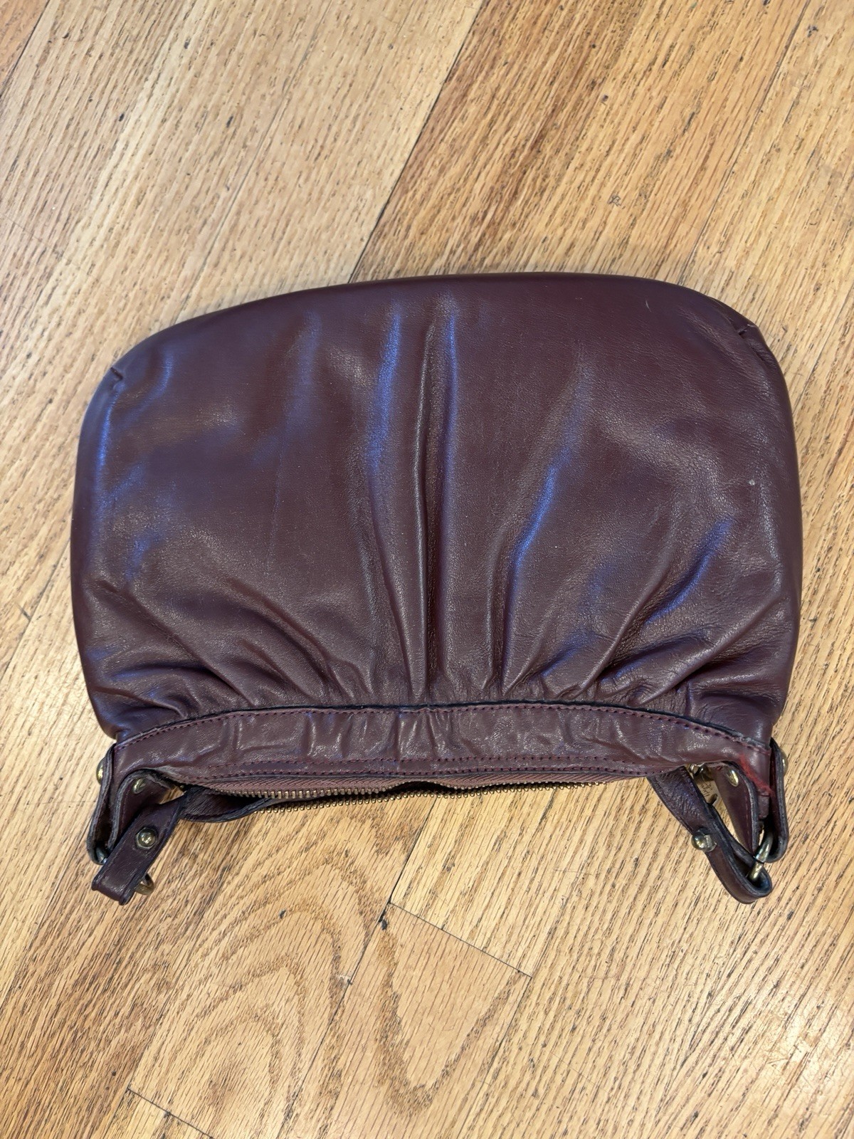 Etienne Aigner Shoulder Handbag with Brass Logo Brown Leather