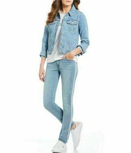 Levis Sculpt Classic Mid Rise Skinny Silver Side Strip Womens Jeans 6 Med, 8 Med