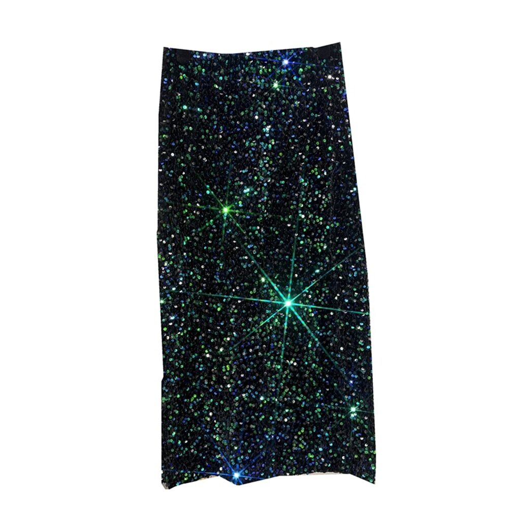 Thickened High-waisted Slim,Versatile Mid-length Skirt SequinSkirt