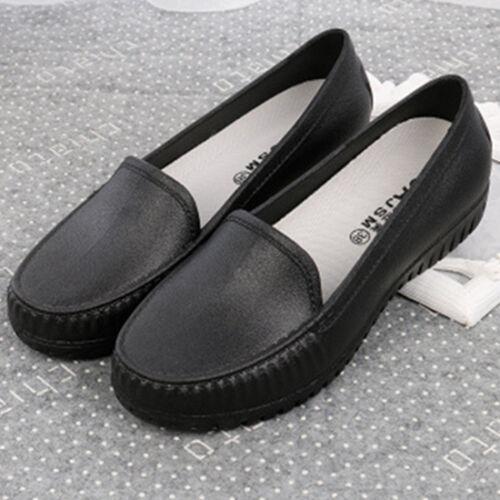 Womens Nurse Work Shoes Plastic kitchen Rainshoes Slip-On Waterproof Flats Size
