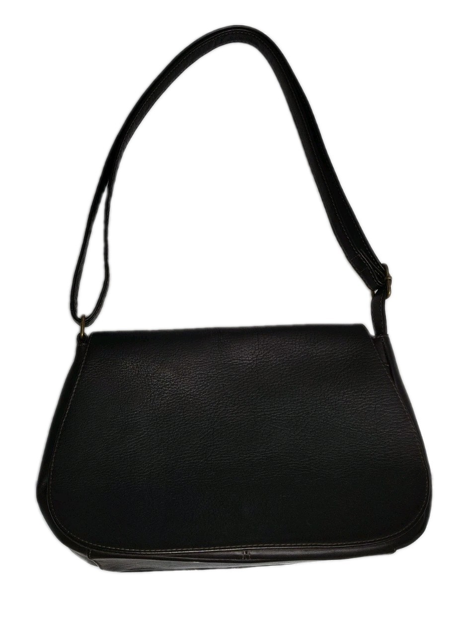 Le Donne Vachetta Leather Saddlebag Shoulder Bag Crossbody Purse Cafe Dark Brown