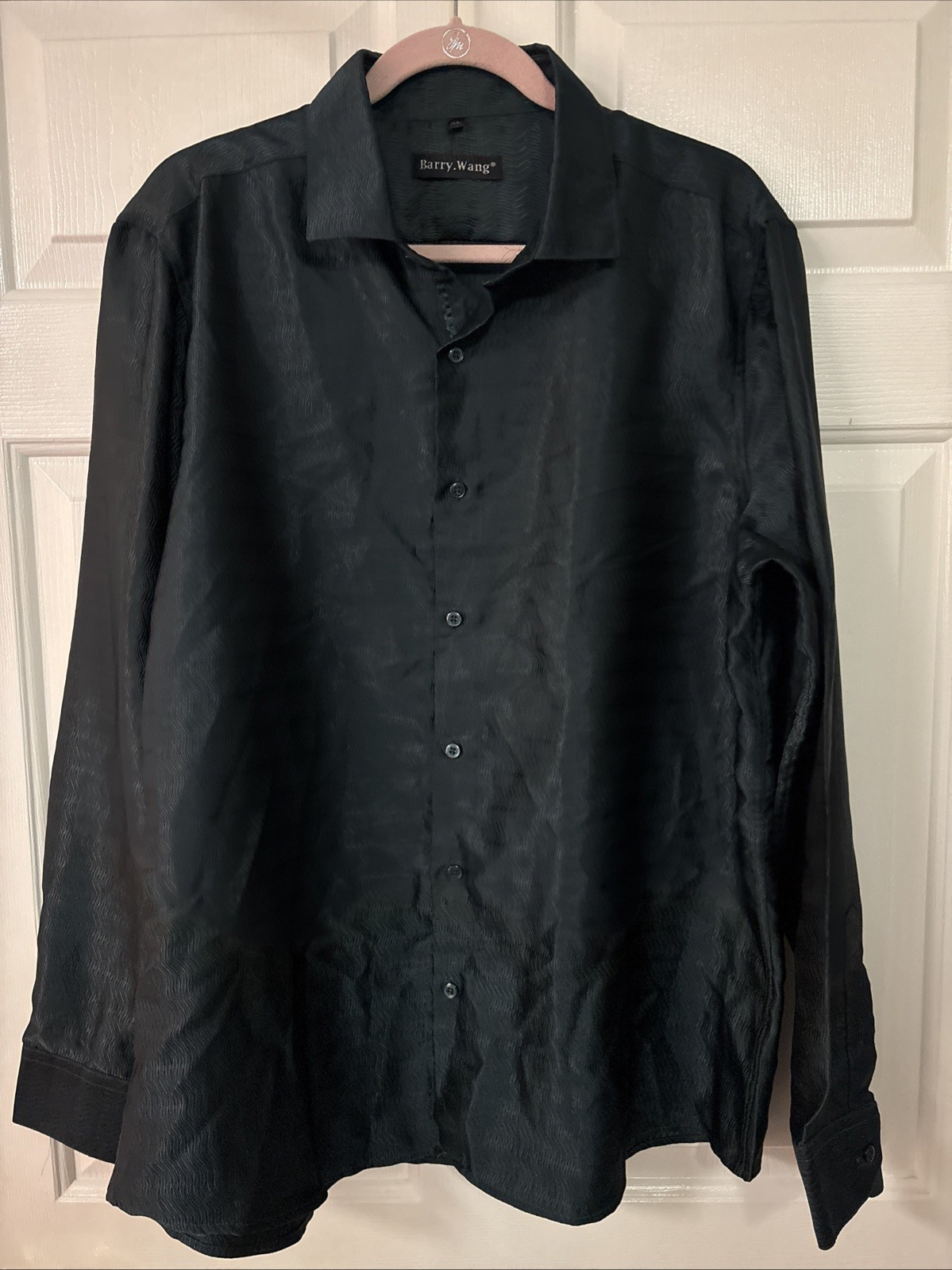Barry Wang Men’s Green Print Button-Down Dress Shirt – XL