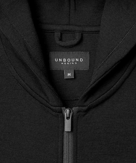 Unbound Merino – Men’s Compact Travel Hoodie /Black/ Choose Size / Free Shipping