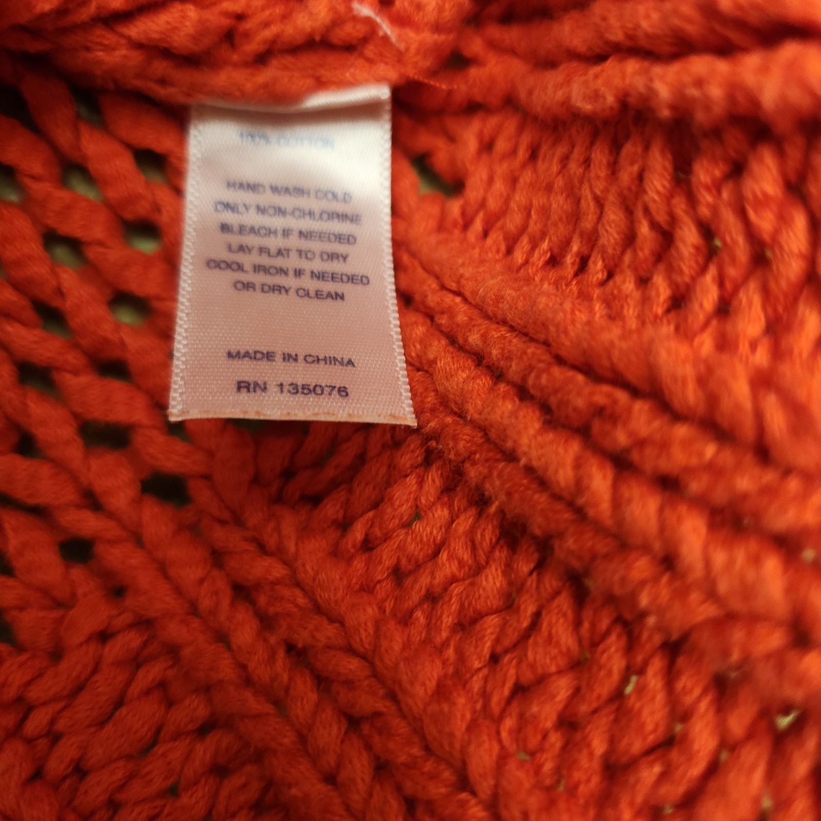 C Wonder Open Weave Knit Long Sleeve Sweater Orange Women’s XS