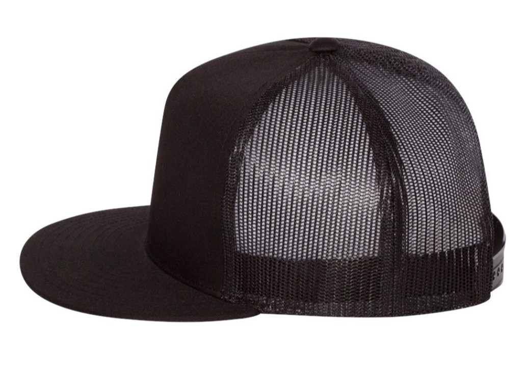 Mercedes Benz Car Logo Emblem Printed on Black Yupoong Hat Flat Bill Trucker Cap