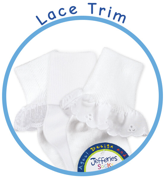 Jefferies Socks Girls Lace Easter Eyelet Fancy Tutu White Cotton Turn Cuff 3 PK