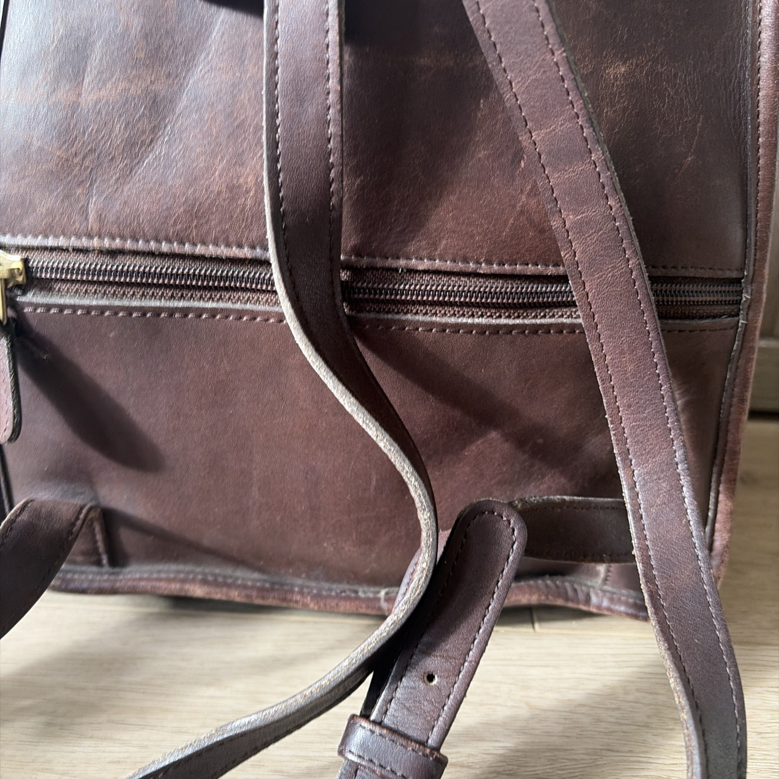Vintage Coach USA Brown Leather Backpack Turnlock Drawstring Small Bag
