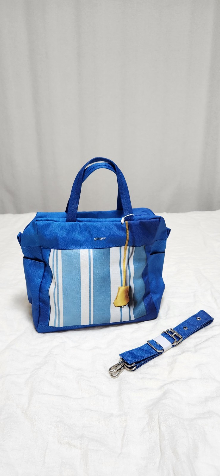 Women’s Blue Stripe Crossbody Bag Top Handle Shoulder Tote Purse Travel New