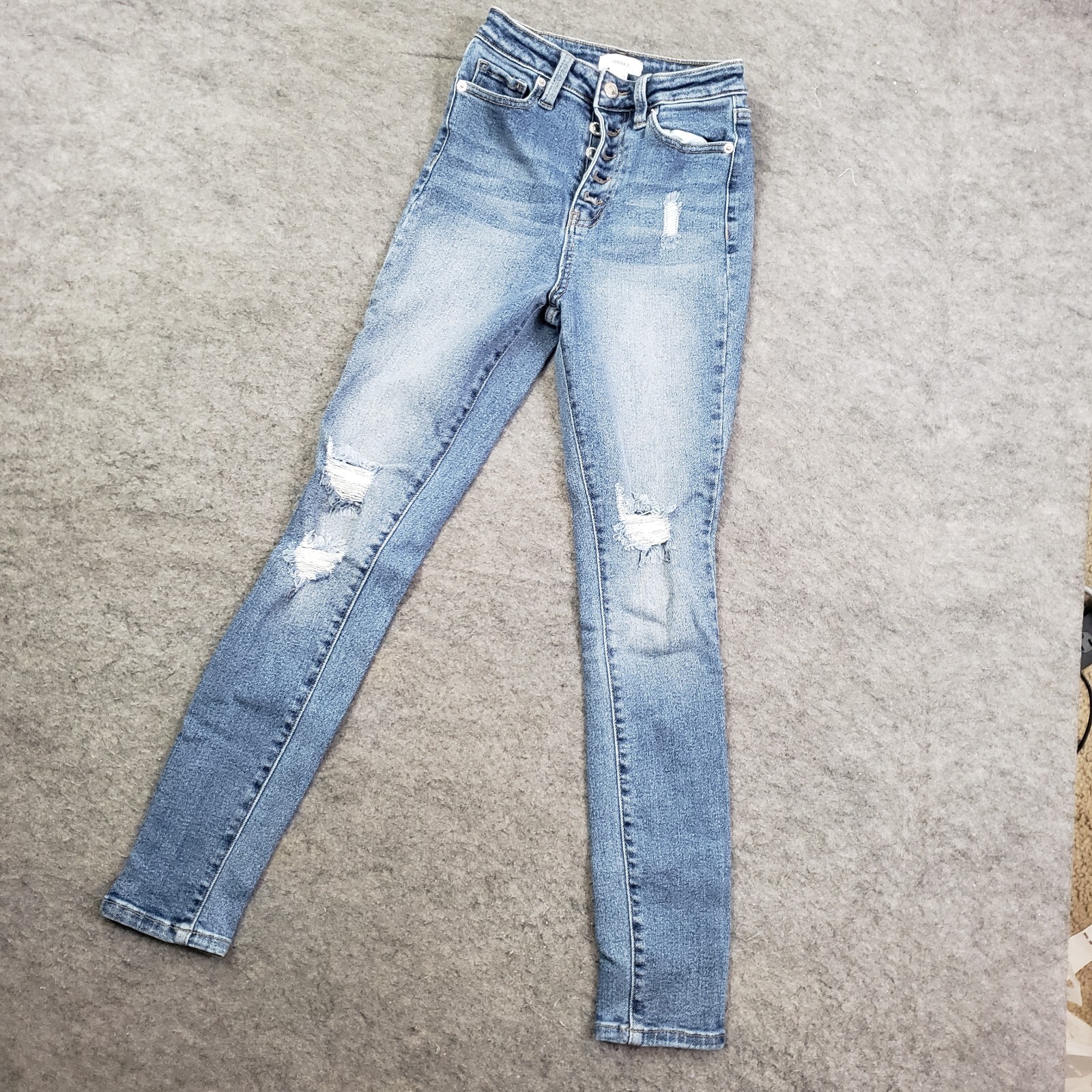 Forever 21 Jeans Womens 24 Jegging Skinny High Rise Medium Wash Pants Blue 22×26
