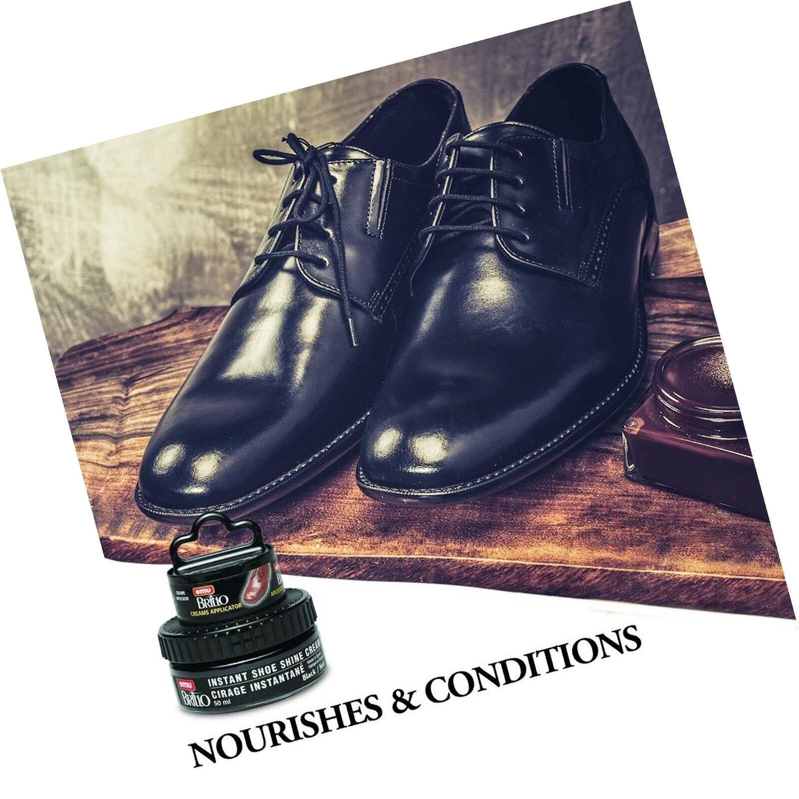 Moneysworth and Best Instant Shoe Shine Cream Kit- black with dauber brush