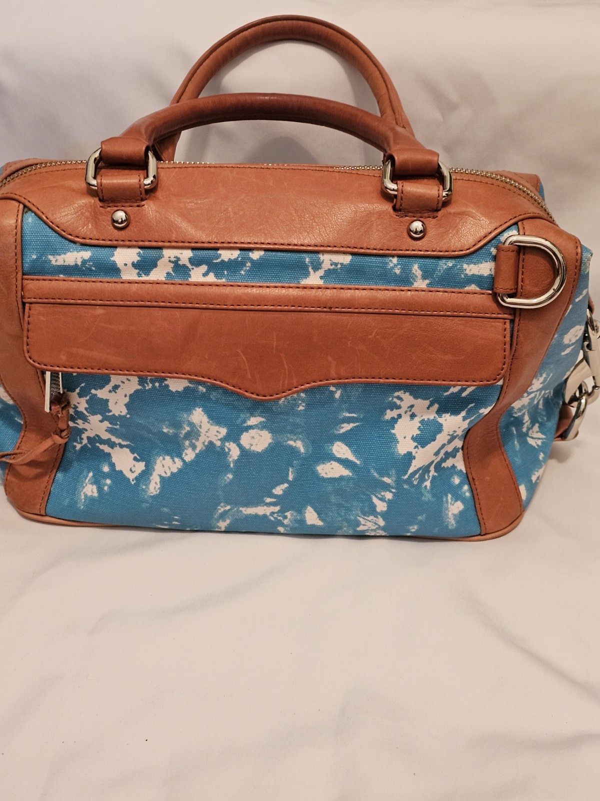 Rebecca Minkoff M.A.B Mini Satchel in Aqua, White and Tan* No Shoulder Strap*