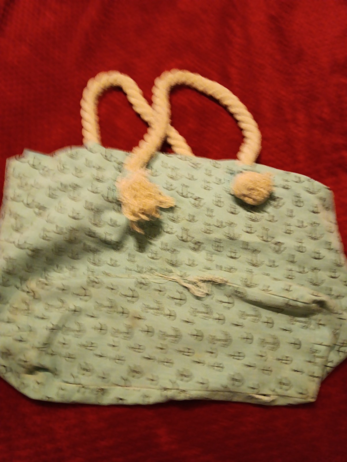 Canvas Tote Beach, Poolside, & Vacation Bag W/Double Handes Blue Anchor Designs