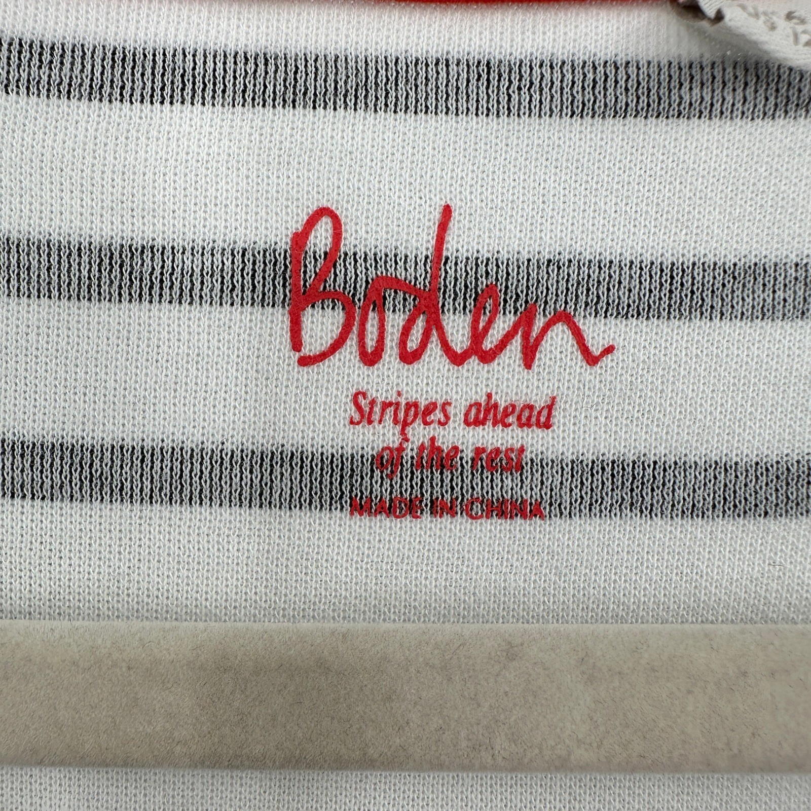 Boden Stripes Ahead Holiday Long Sleeve Top US 12 UK 16 Black White Red Green