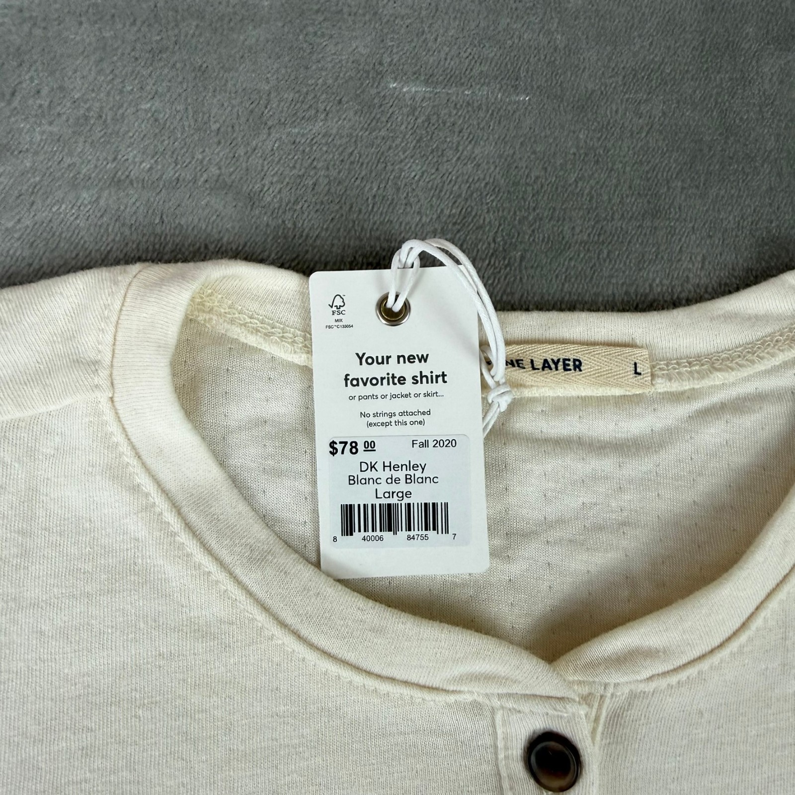 Marine Layer DK Henley Shirt Womens Large White Blanc de Blanc Soft $78 New NWT