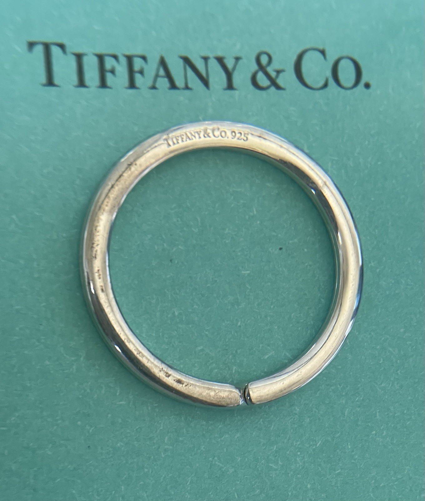 Tiffany & Co. 28.3mm Round Sterling Silver .925 KeyChain KeyRing 5.2 Grams
