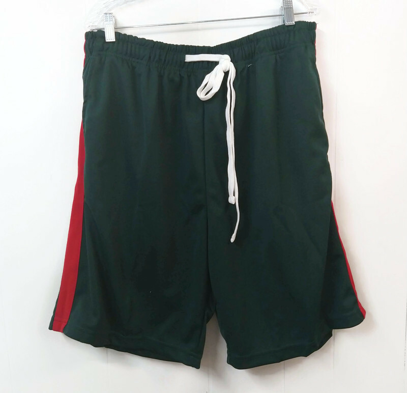 Hat and Beyond Men 2XL Basketball Shorts Green Red Elastic Waist Drawstring