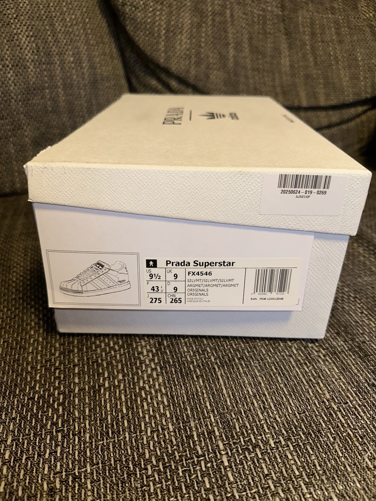 Adidas Superstar Prada Silver New!! 43 1/3 UK9 US 9.5