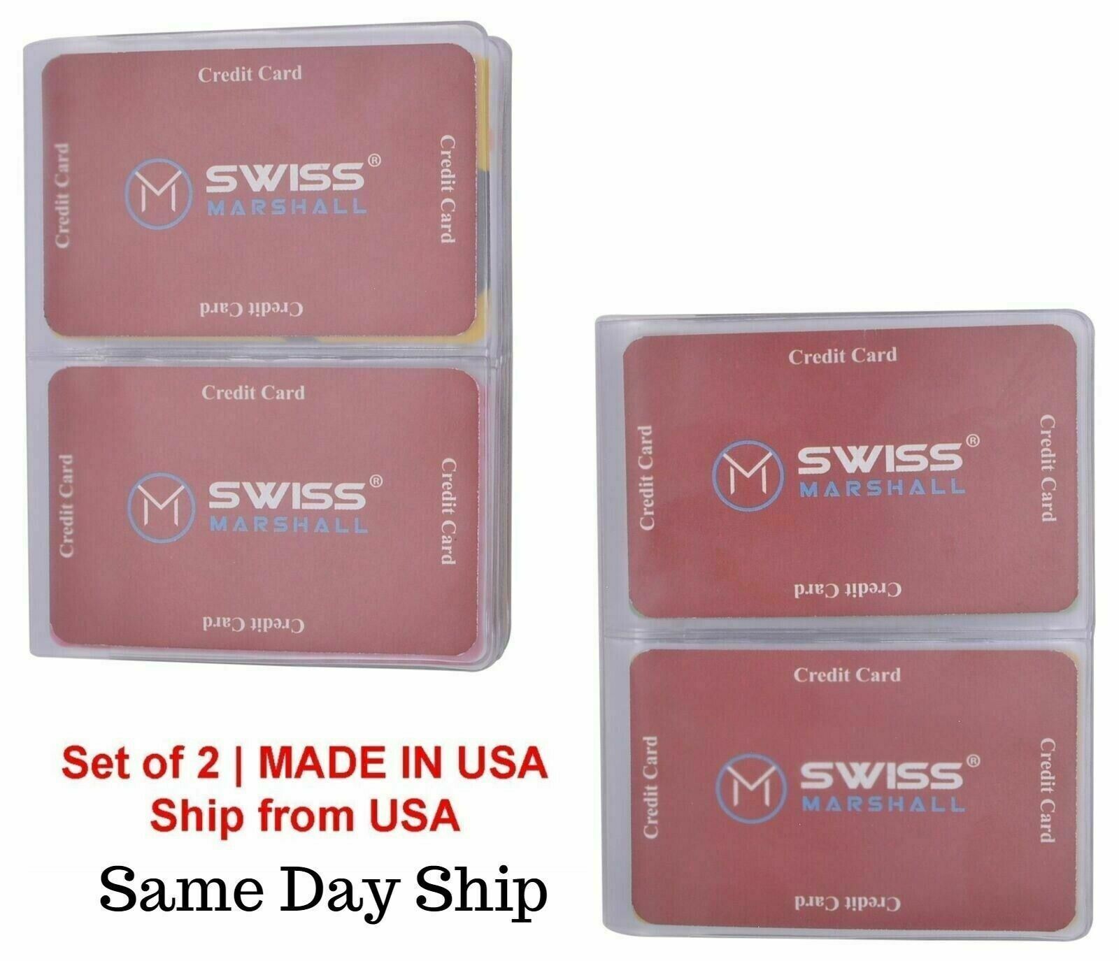 Set of 2 Heavy Duty Plastic 6 Page Hipster Wallet Inserts Side Load for Wallets