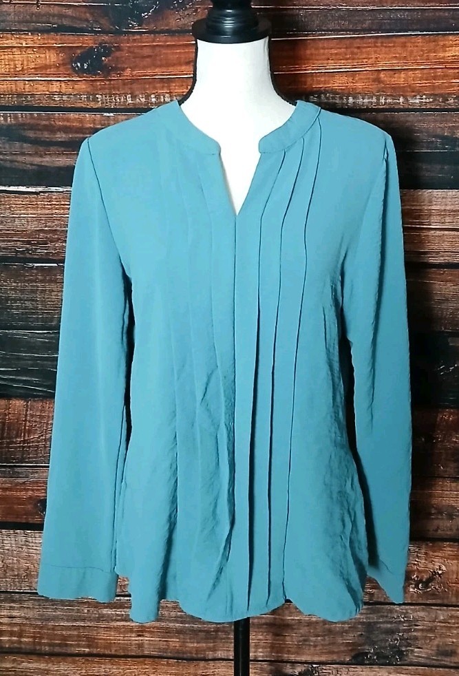 Blooming Jelly Two Piece Top Set Size M Textured Teal Pleated Tank & Tunic