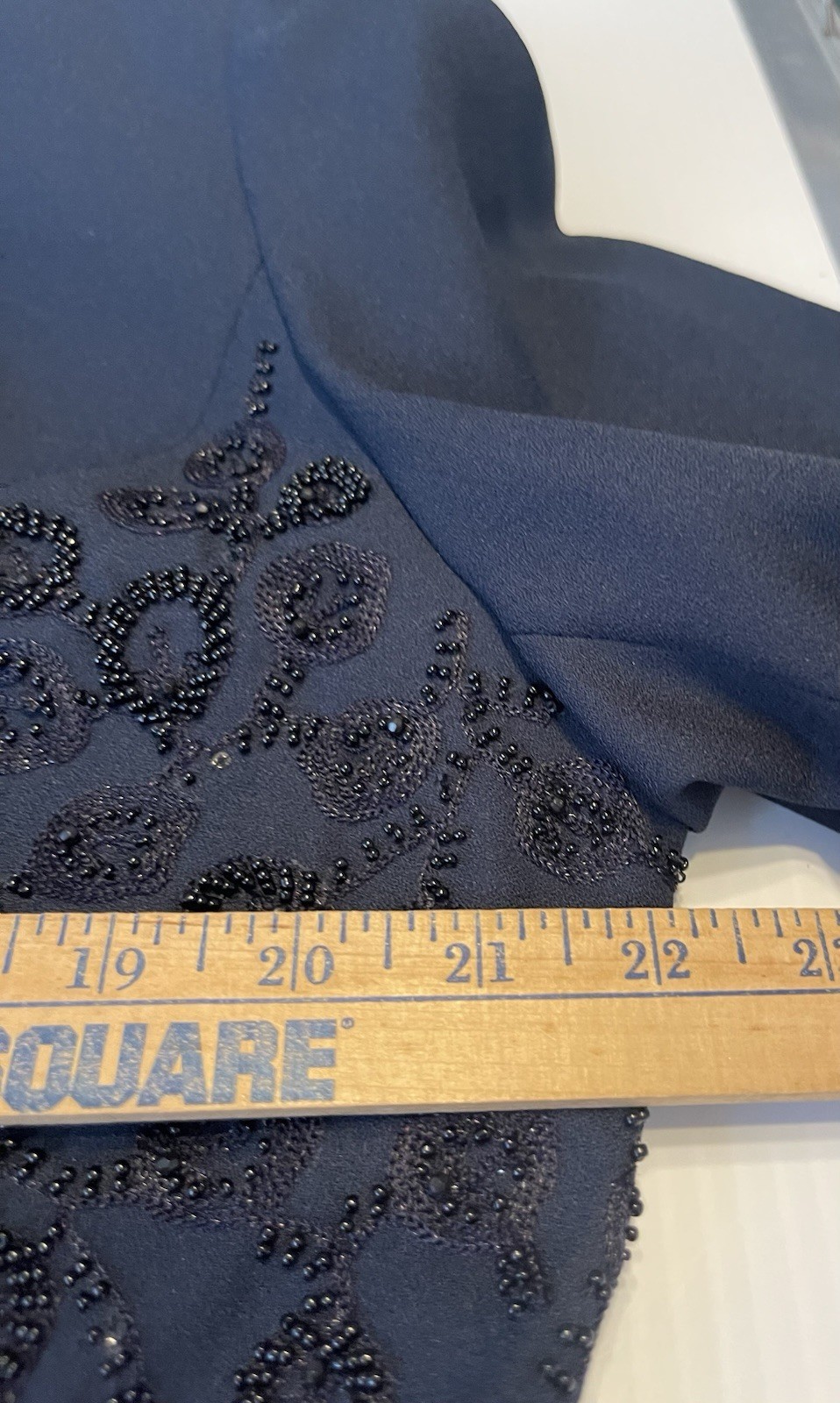 Morgan Miller Navy Blue Black Beaded Detail Skirt Suit Set Special Size 16