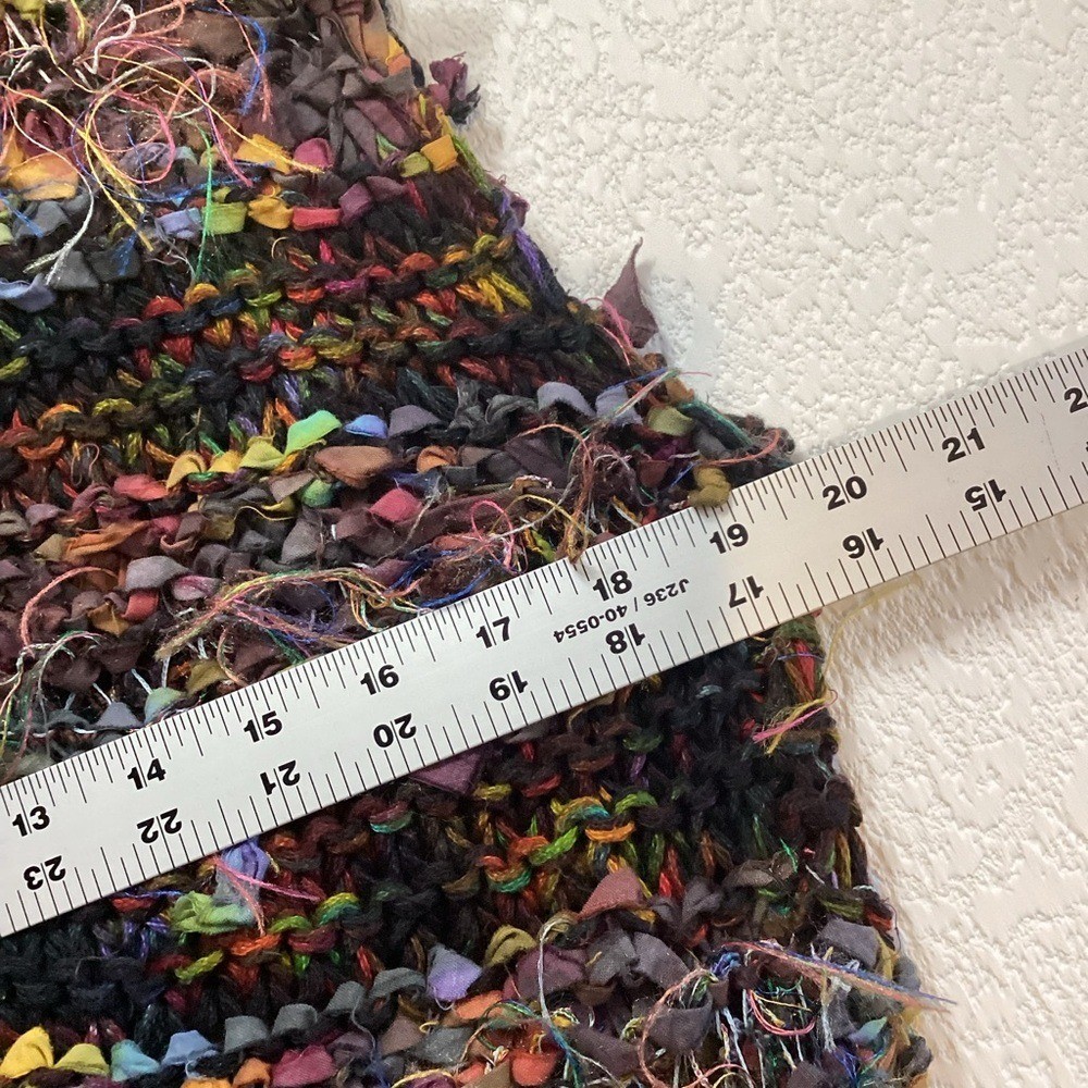 Knit & Crochet Fabric Tie Shabby Chic Vest Multicolor Front Tie Art to Wear