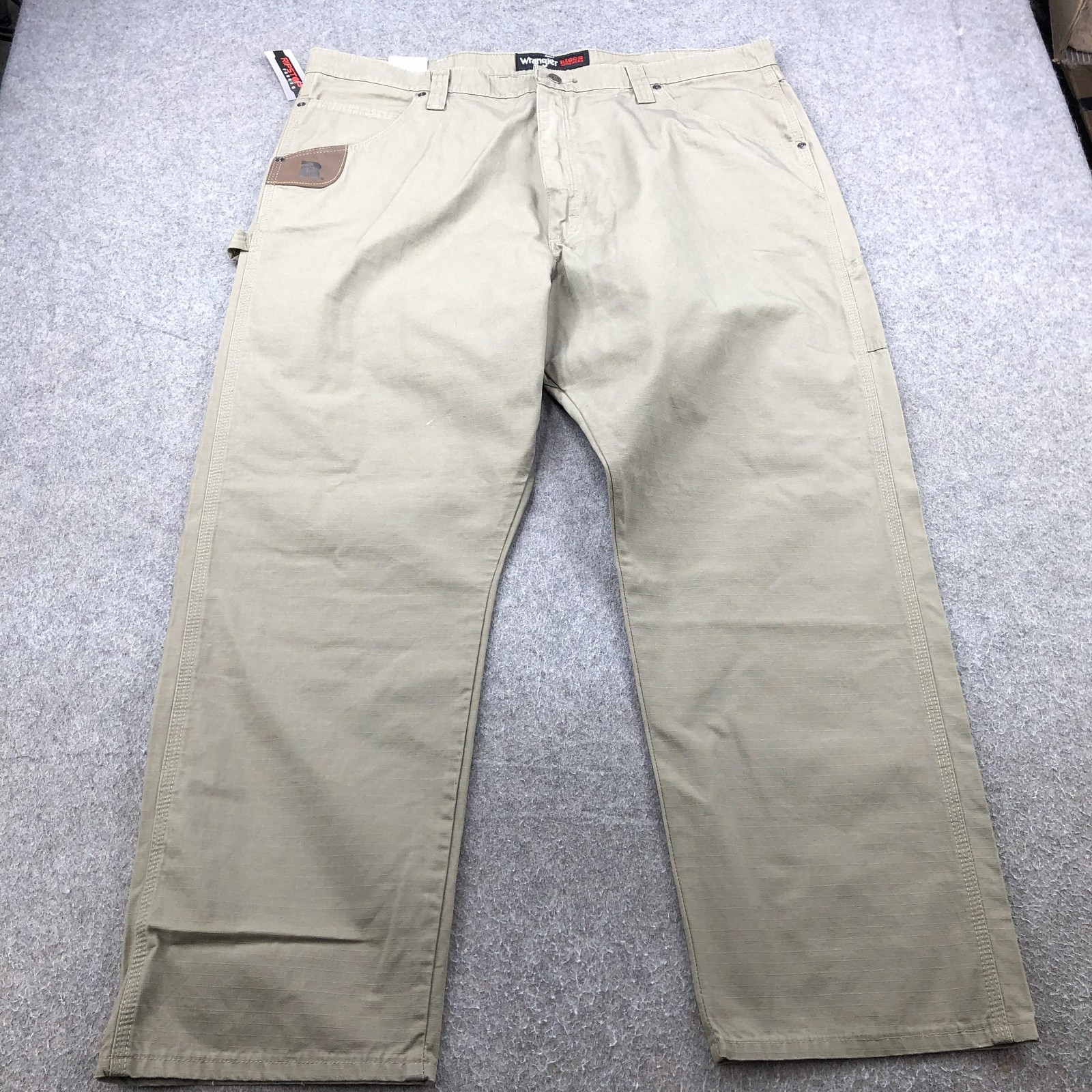 Wrangler Riggs Workwear Pants Mens 42×30 Beige Ripstop Carpenter Relaxed Fit