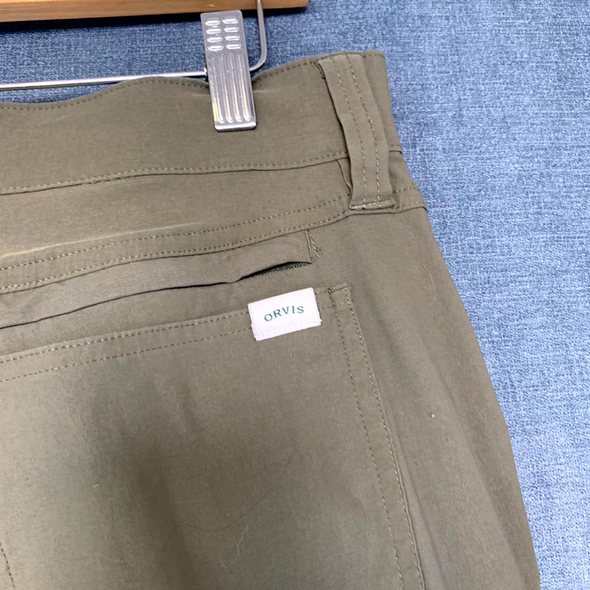 Orvis Tech Pants Mens 32×30 Beige Water Repellent 2 Way Stretch Travel Hiking