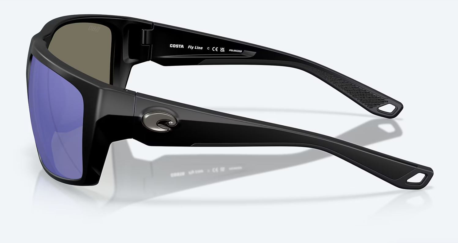 Costa Del Mar Fly Line Matte Black / Blue Mirror Polarized Glass 580G – NEW