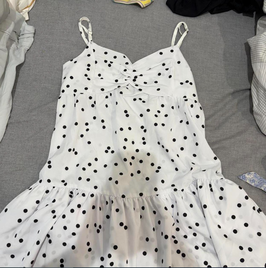 Women’s Multi Dress White with black polka dot dress Size XS Free Shipping