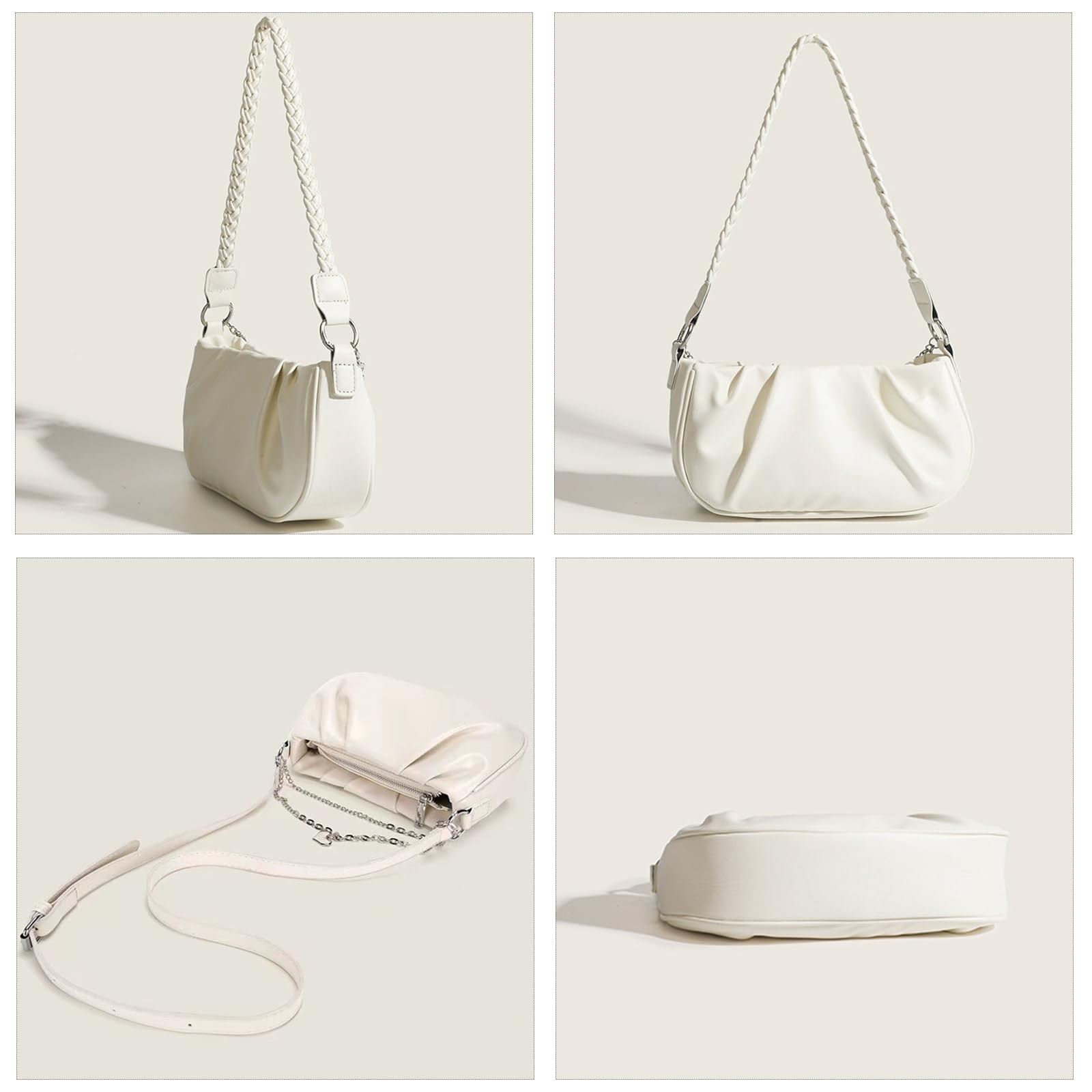 TeeYee 2 Replaceable Straps Cloud Shape Shoulder Y2K 9.1”Lx2.8”Wx5.5”H, Beige
