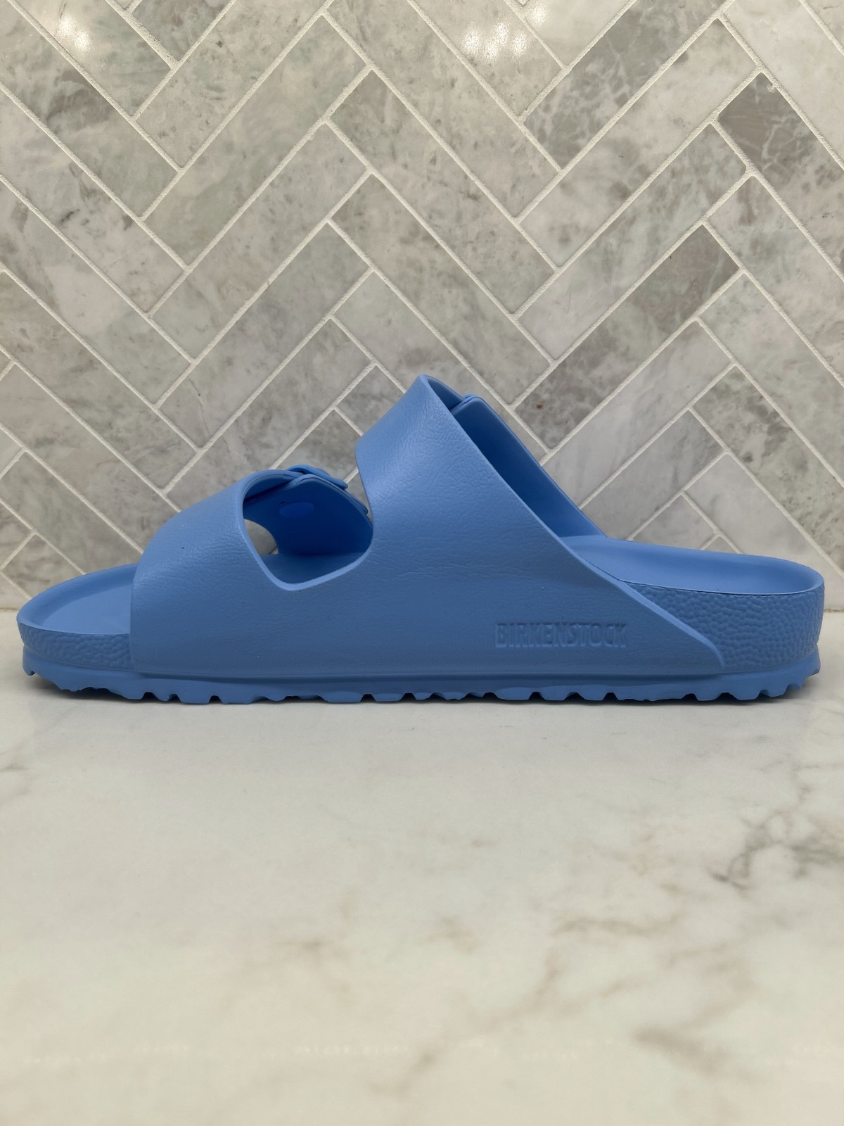 Birkenstock Arizona Essentials EVA Sandals Womens 10 41 Sky Blue Slip On Slides