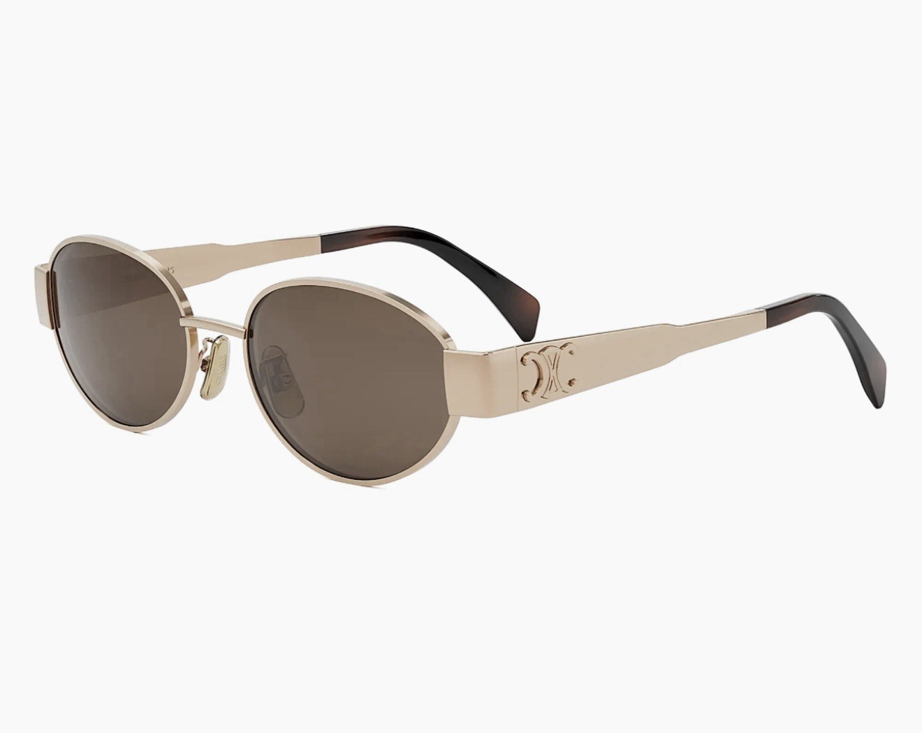 Celine CL40235U 28E Triomphe Metal Oval Sunglasses Rose Gold Brown AUTHENTIC