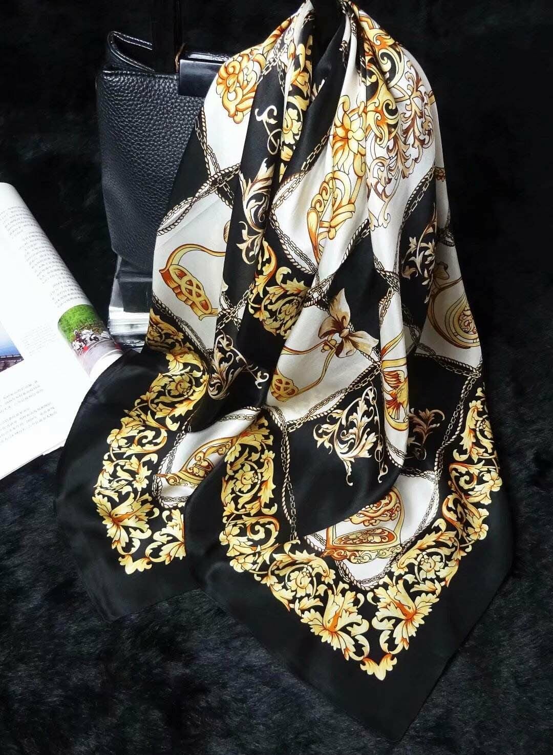 Elegant Womens Large Long Scarf 100% Mulberry Silk Scarves Wraps Shawl 35″x35″