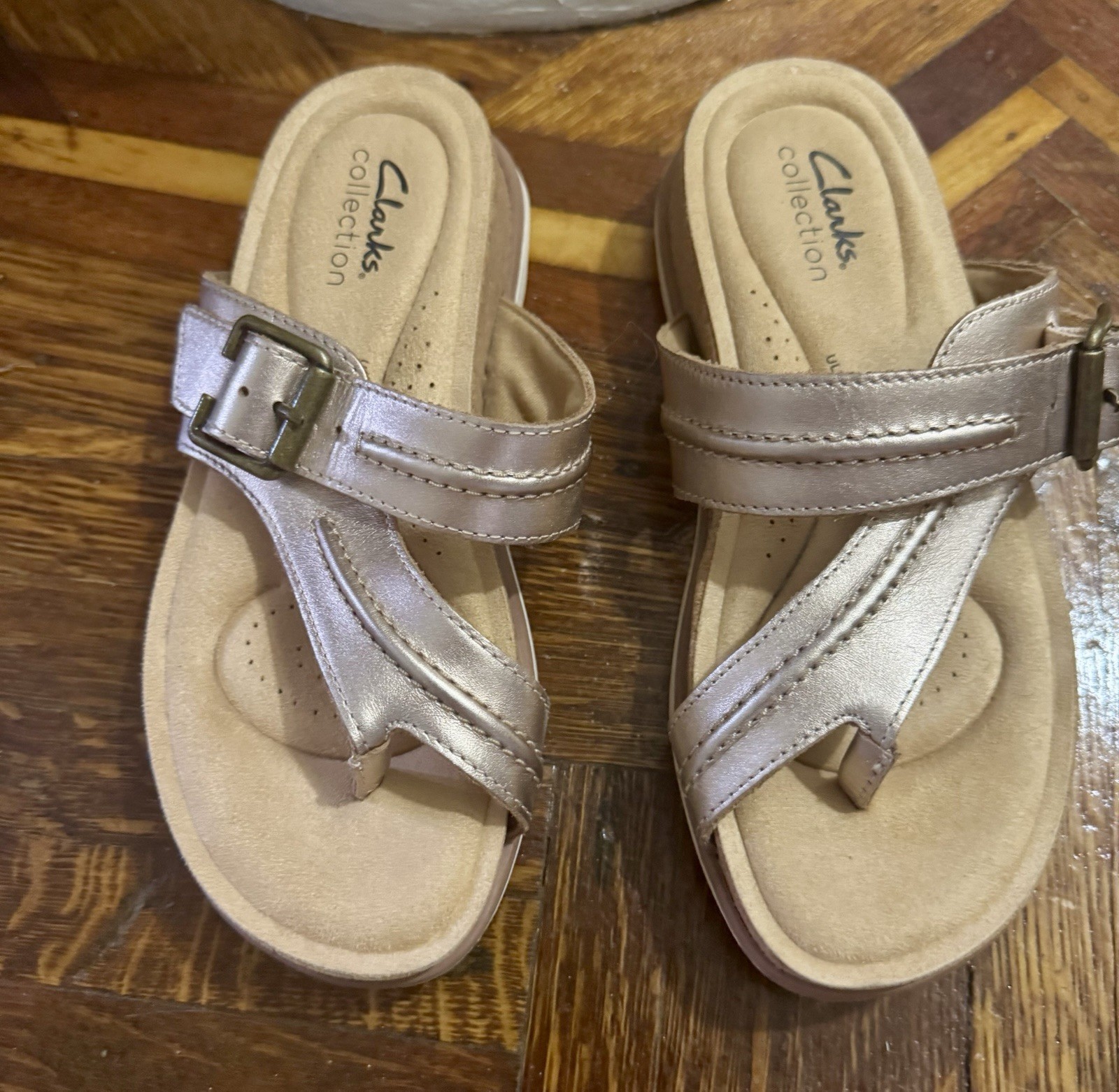 Clarks Brynn Madi Sandals Women’s 5M Rose Gold Leather Ultimate Comfort