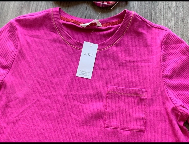 BNWT M&S Women/Ladies Fuchsia Cotton Pyjamas Sets With Eye Mask Size Uk 20