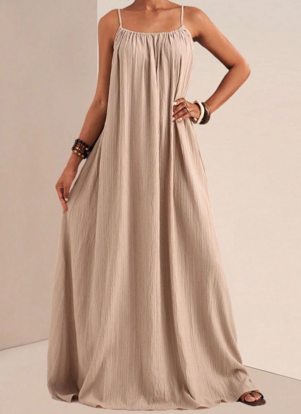 Summer Casual Wide Swing Hem Sleeveless Long Dress Relaxed Fit Floor Length Vaca