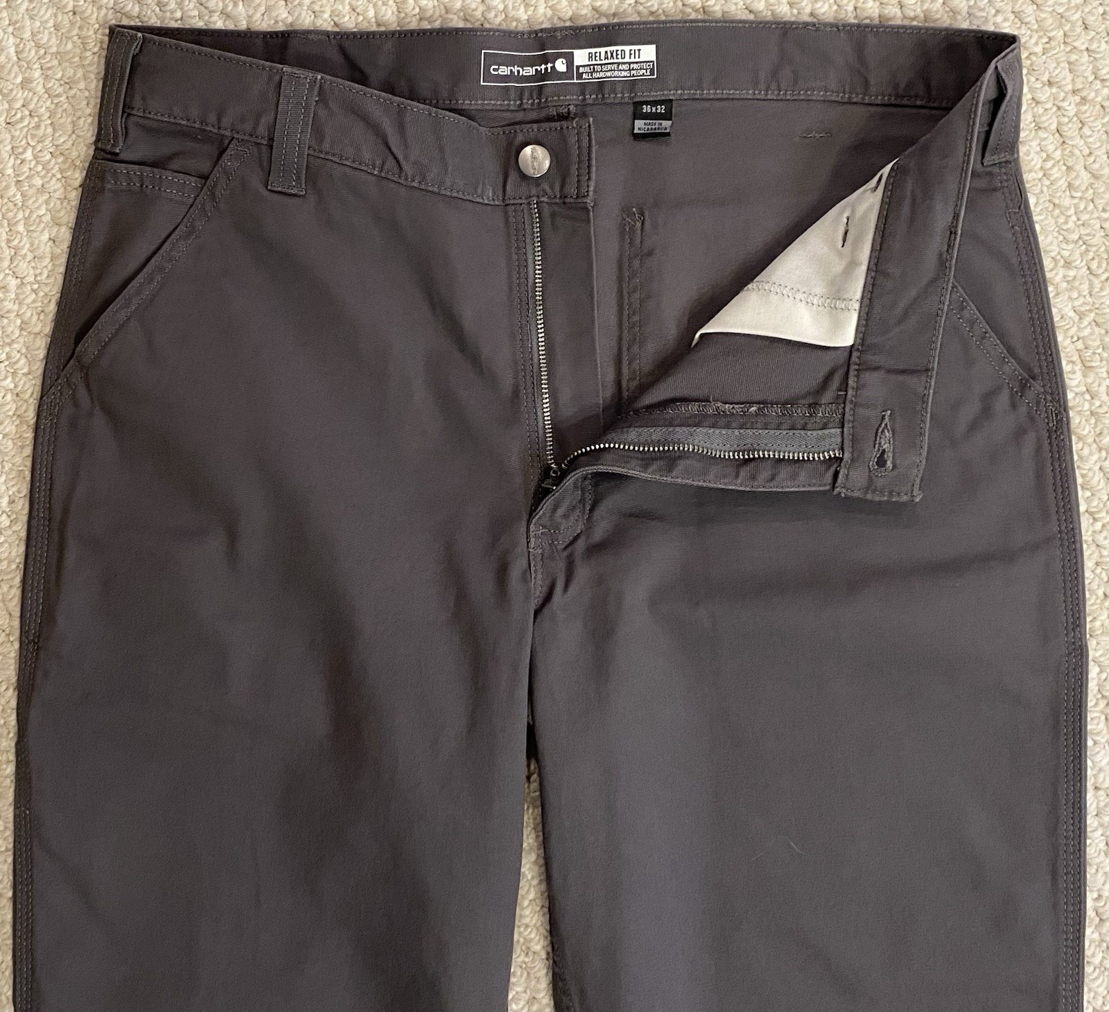 CARHARTT Relaxed Fit NWT Rugged Flex 36 x 32 Mens Pants Jeans Gray 102291 New