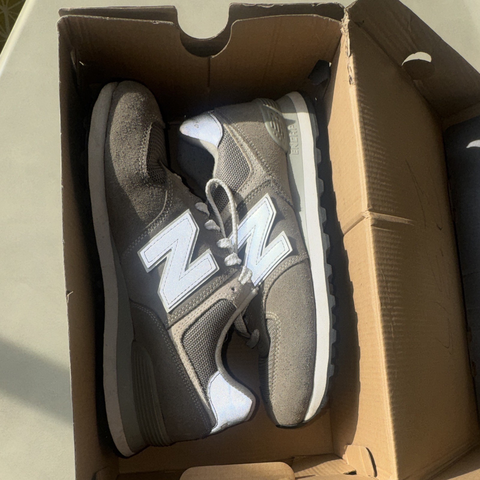 New Balance 574 Core Lace-Up Athletic Sneaker Gray/White ML574EGG
