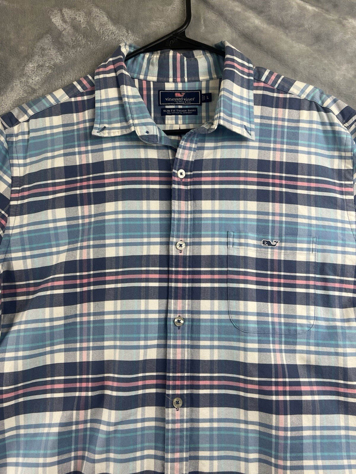 Vineyard Vines men Shep&Ian Classic Fit Tucker Shirt Whale Plaid large