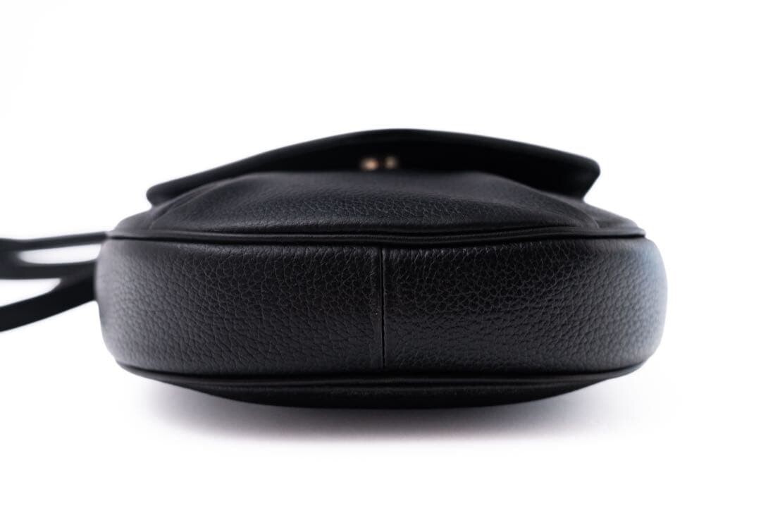 Burberry Vintage Black Leather Shoulder Bag Gold Hardware Women 20cm 19.5cm