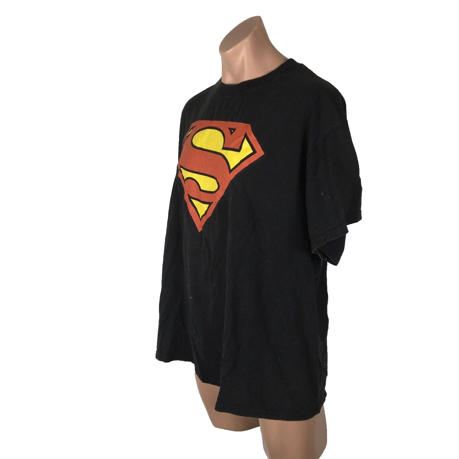 Vintage DC Comics SUPERMAN “S” Black SS crewneck superhero t-shirt XL