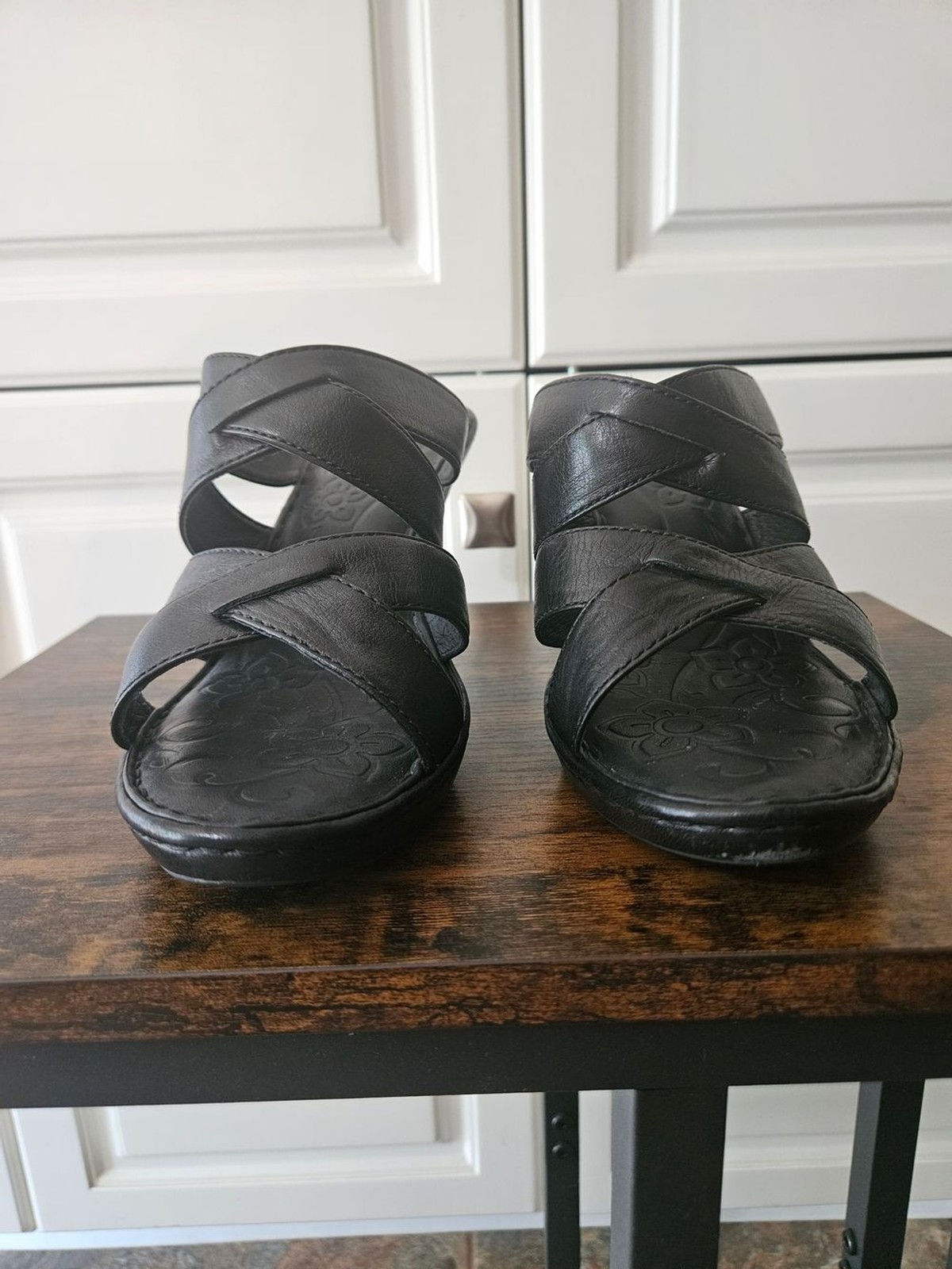 Born Black Strappy Leather Heels Sandals Y2k Boho Edgy Corporate Goth Gothlite