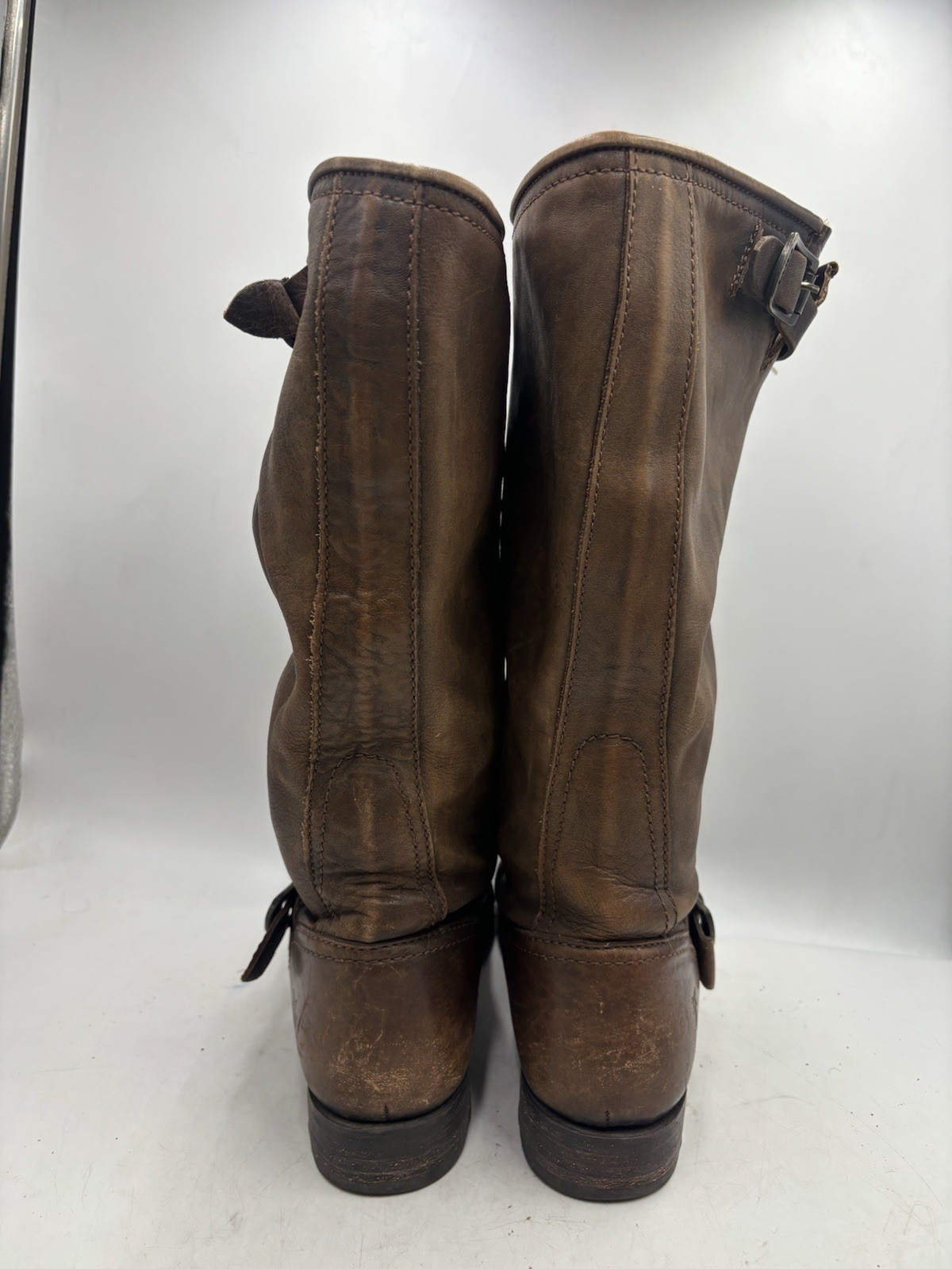 Frye Veronica Slouch Boots Women’s 8 B Brown Leather Tall Moto Riding Boots