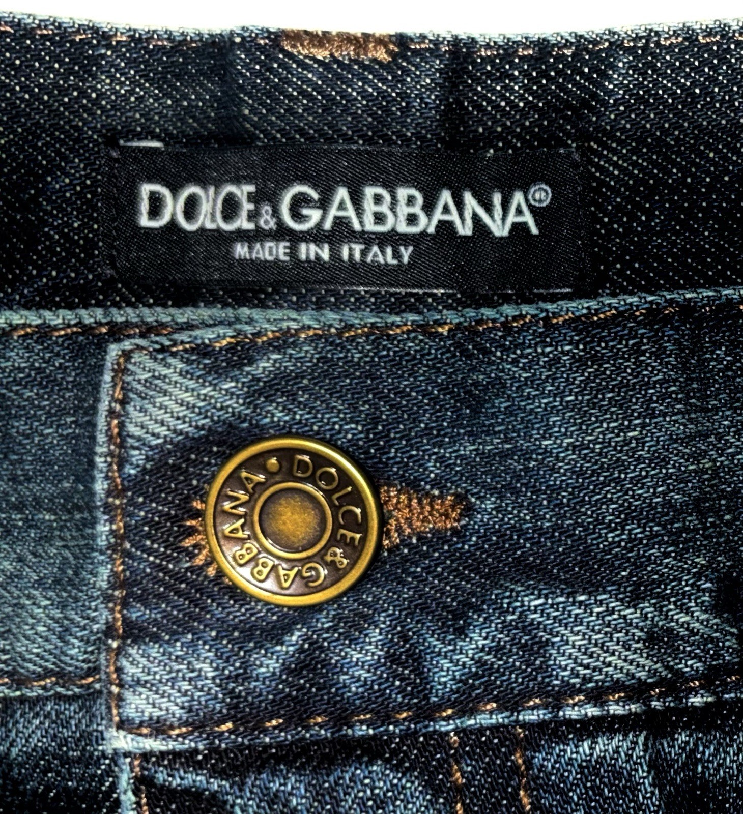Dolce & Gabbana Men’s Western Pockets Blue Jeans Size 34W/ 26.5 In