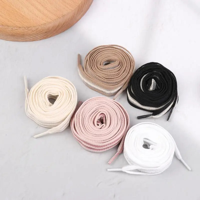1pair 2cm Bow Wide Flat Shoelaces Fish Silk Transparent Striped Shoelaces Sneake
