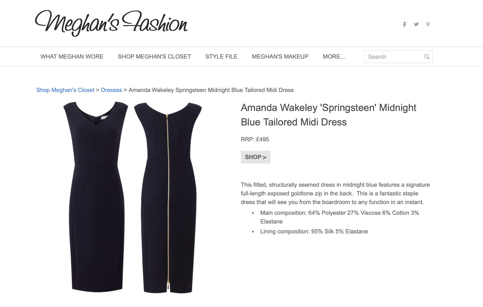 UK 10 Amanda Wakeley Springsteen Sleeveless Midi Dress Midnight Navy BNWT ASO